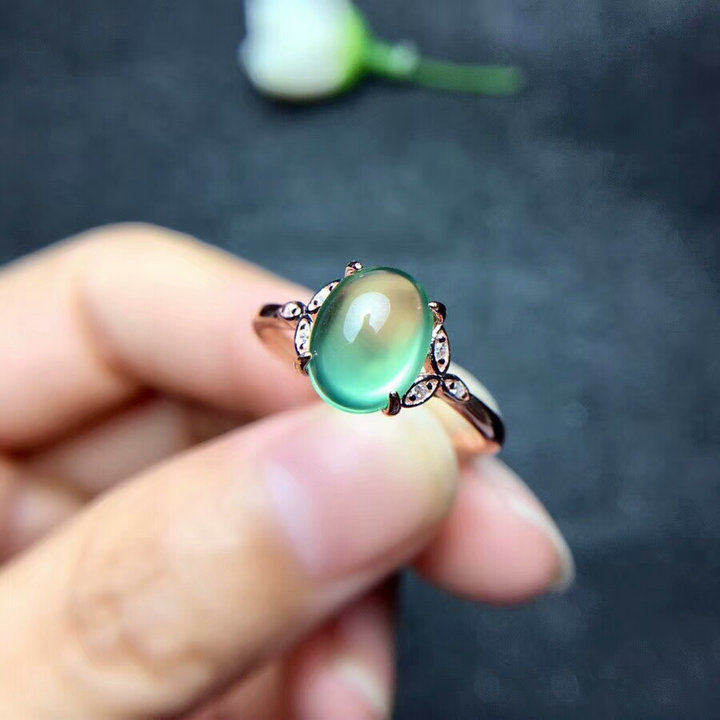 天然葡萄石戒指女s925银简约百搭