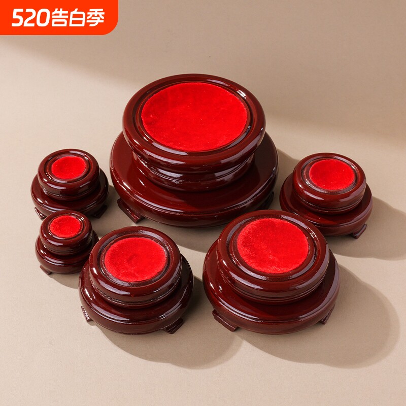旋转水晶球底座双层圆形木托展示架家居办公装饰品底托木座摆件