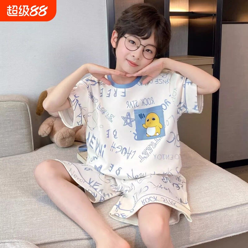 儿童睡衣男童男孩纯棉2026新款夏季短袖网红奶龙中大童宝宝家居服