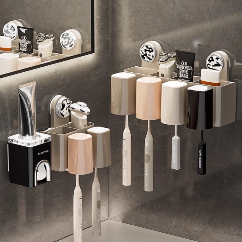 奢石漱口杯牙刷置物架吸盘牙杯架子刷牙杯牙刷杯壁挂式免打孔挂架
