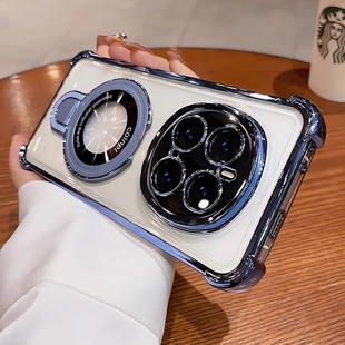 带支架适用荣耀magic7pro手机壳荣耀magic6新款 透明高级感magic5镜头全包荣耀4气囊硅胶外壳男女不顶膜软套薄