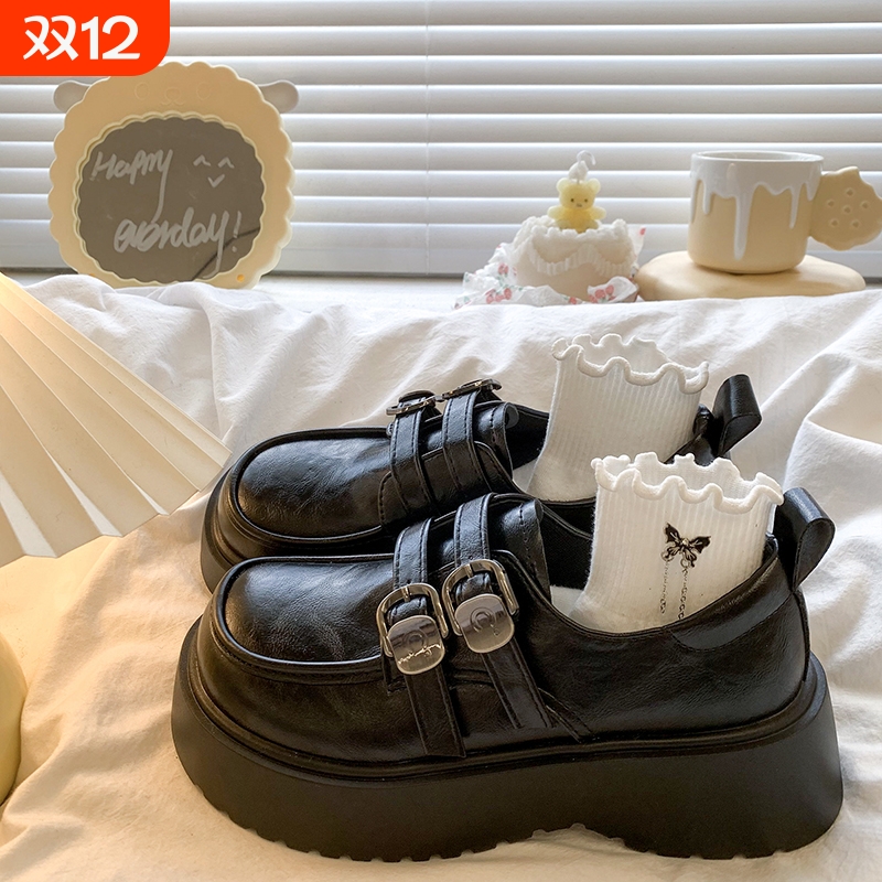 英伦风黑色乐福小皮鞋女2025秋季新款复古松糕厚底百搭玛丽珍单鞋
