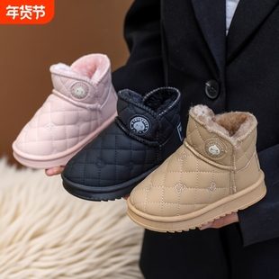 女童雪地靴2025年新款秋冬季宝宝棉靴子男童防滑冬天儿童短靴防水