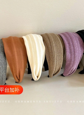 秋冬高颅顶宽边发箍女款高级感洋气时尚头箍发卡头饰短发灰色日常