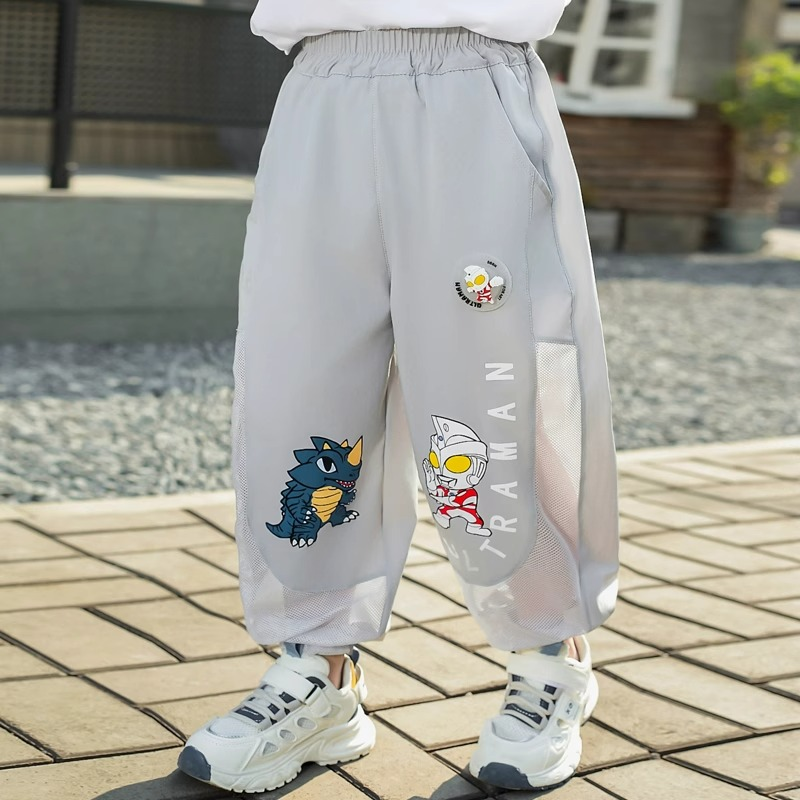薄款防蚊裤男童裤子夏季奥特曼儿童凉感网眼透气速干男孩运动裤12
