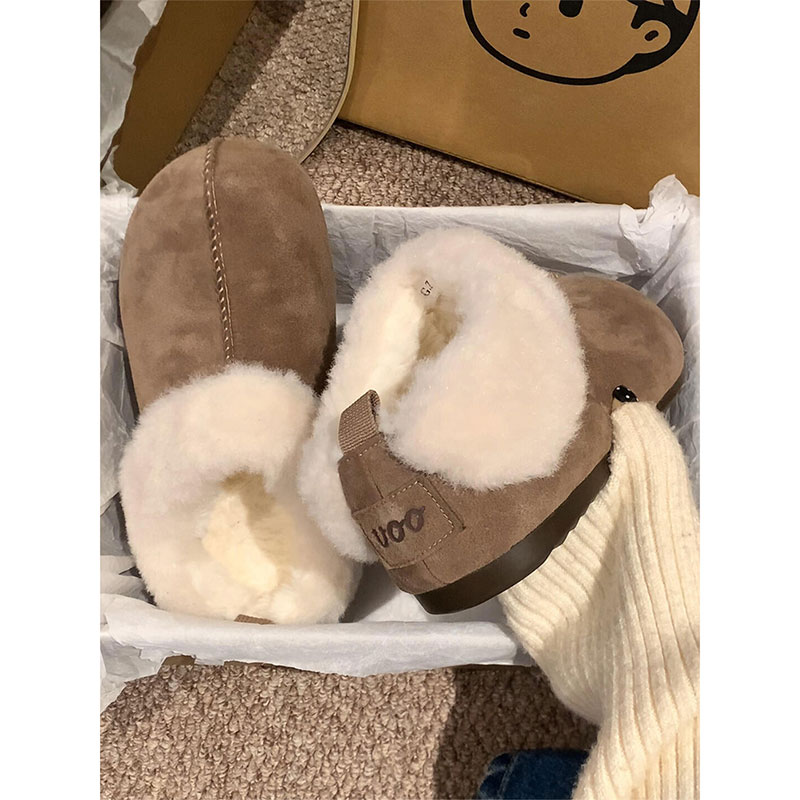 毛绒绒雪地靴女冬季皮毛一体棉鞋复古厚底加绒保暖勃肯鞋冬天鞋子