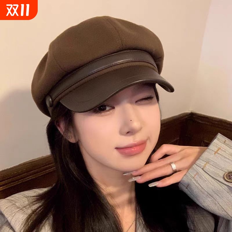 秋冬美拉德穿搭帽子女复古画家贝雷帽显脸小云朵八角帽潮百搭鸭舌