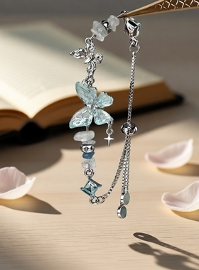 「冰川蝶语」清冷感蓝色蝴蝶手链新款精致韩系设计感百搭手饰
