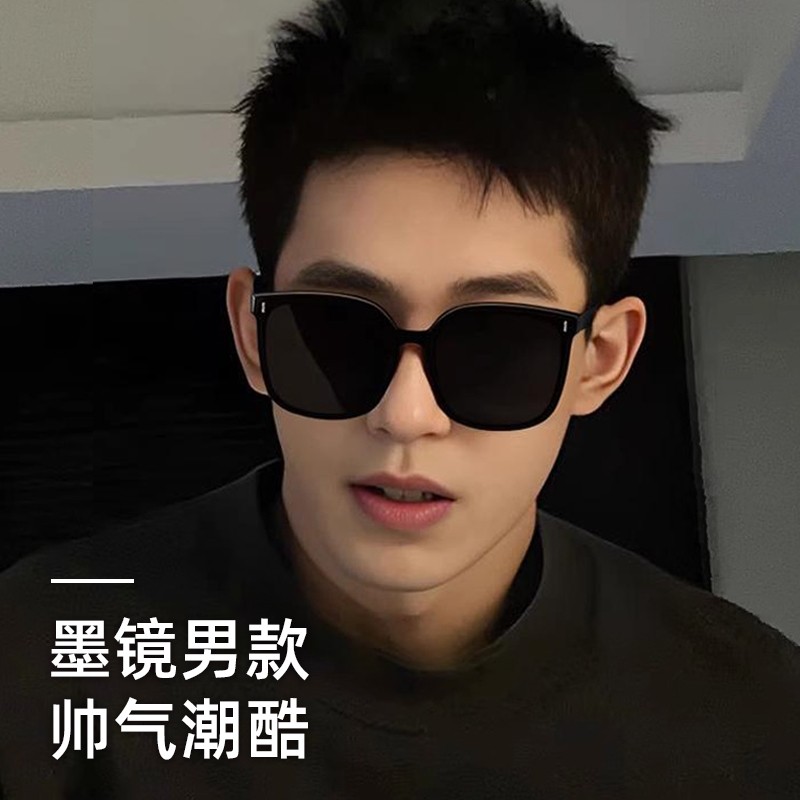 墨镜男款大框运动偏光镜高级感开车登山太阳眼镜大脸驾驶强光黑色