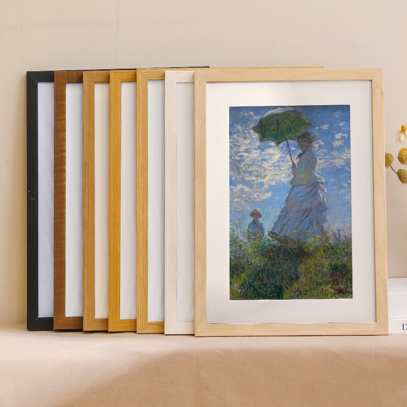 木质相框画框空框挂墙摆台4k空白画框a4展示裱框a3油木质外框制