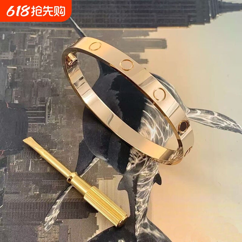 经典款L0ve手镯镀18K金色情侣镯子高级感生日礼物送男女友不掉