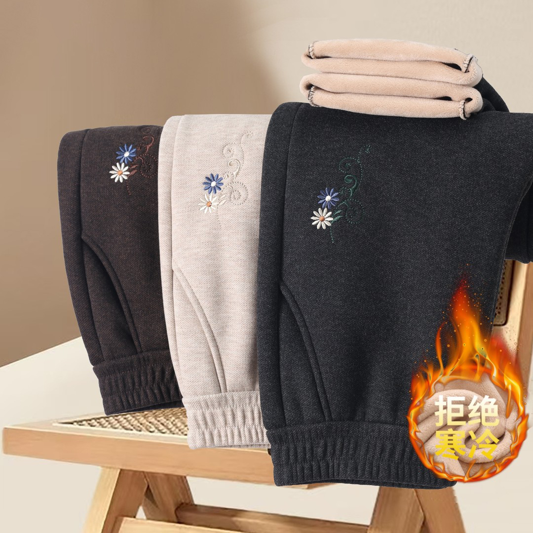 妈妈冬季加绒加厚长裤中老年女裤