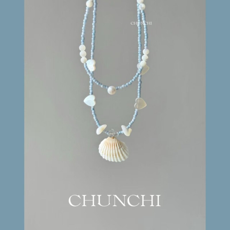 “ 拾贝少女”夏日海岛串珠叠戴小众项链女2025新款设计感送礼物