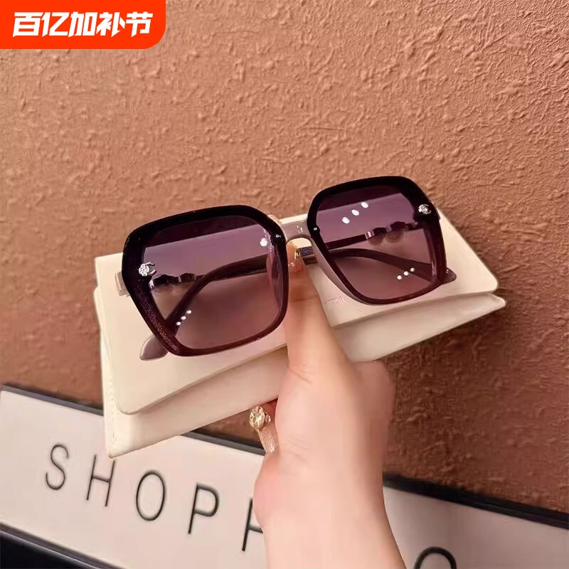 网红珍珠太阳镜女新款高级感优雅大框墨镜显脸小防紫外线开车眼镜