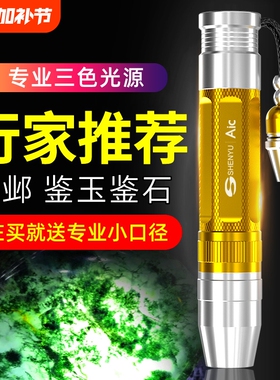 照玉石鉴定灯手电筒强光专用珠宝翡翠鉴别文玩翡翠365n验钞紫光灯