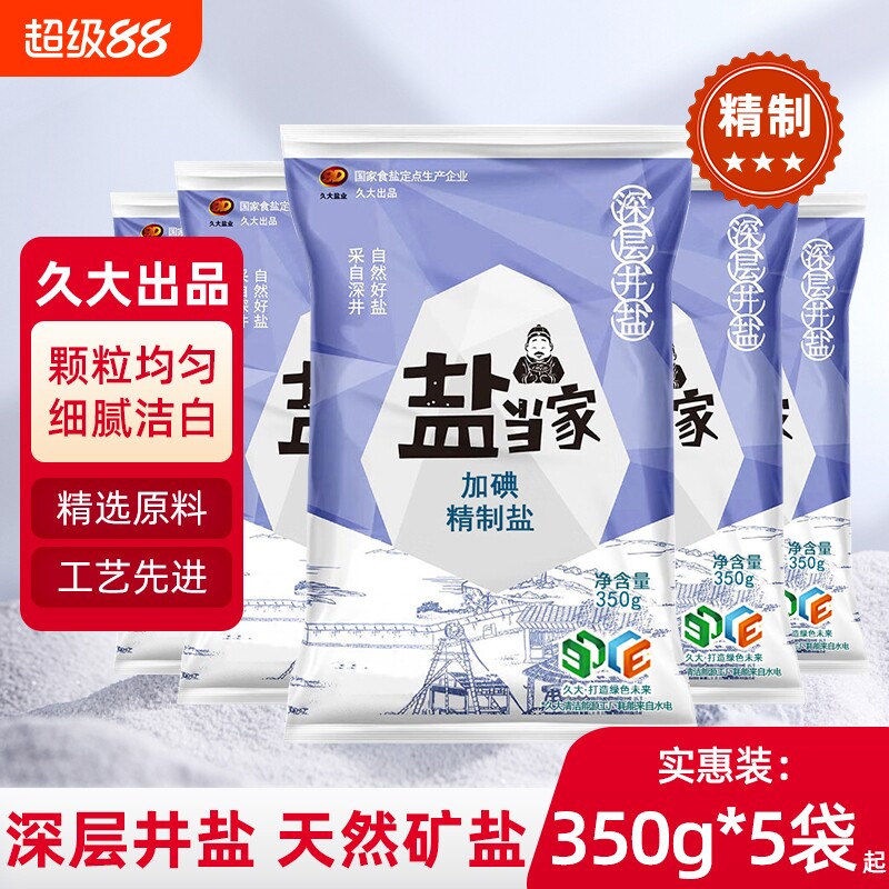 盐当家精制食用盐加碘食盐350g家用炒菜细盐井矿盐正品低钠厨房图片