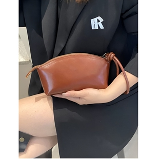 软皮革手拿包女真皮便携小斜挎包时尚百搭手抓贝壳包小包钱包零钱