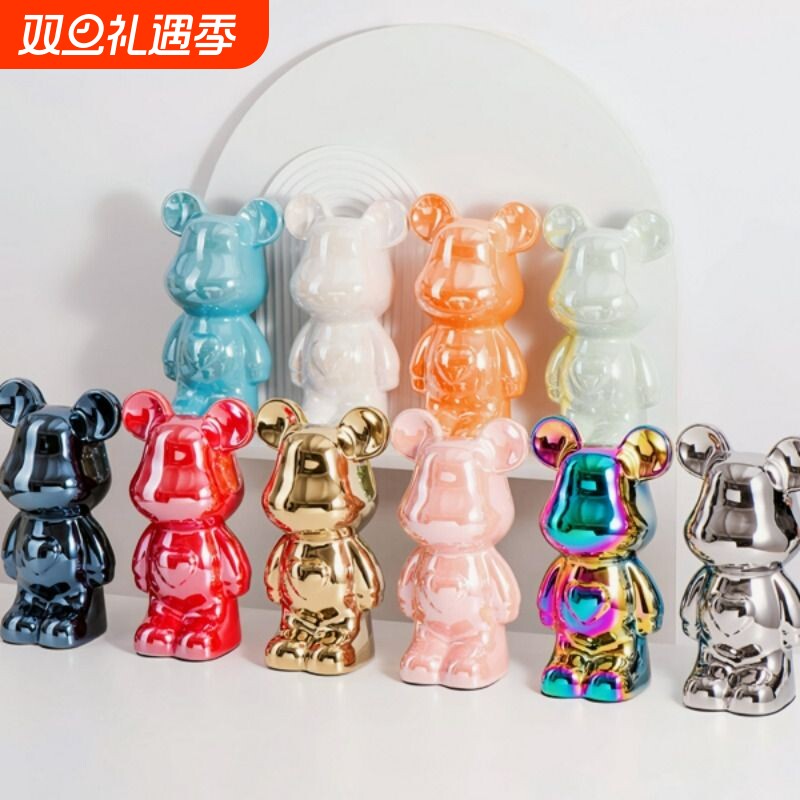 暴力熊摆件客厅轻奢高档家居电视柜酒柜新家直播间网红装饰品套装