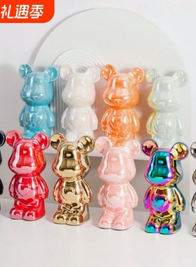 暴力熊摆件客厅轻奢高档家居电视柜酒柜新家直播间网红装饰品套装