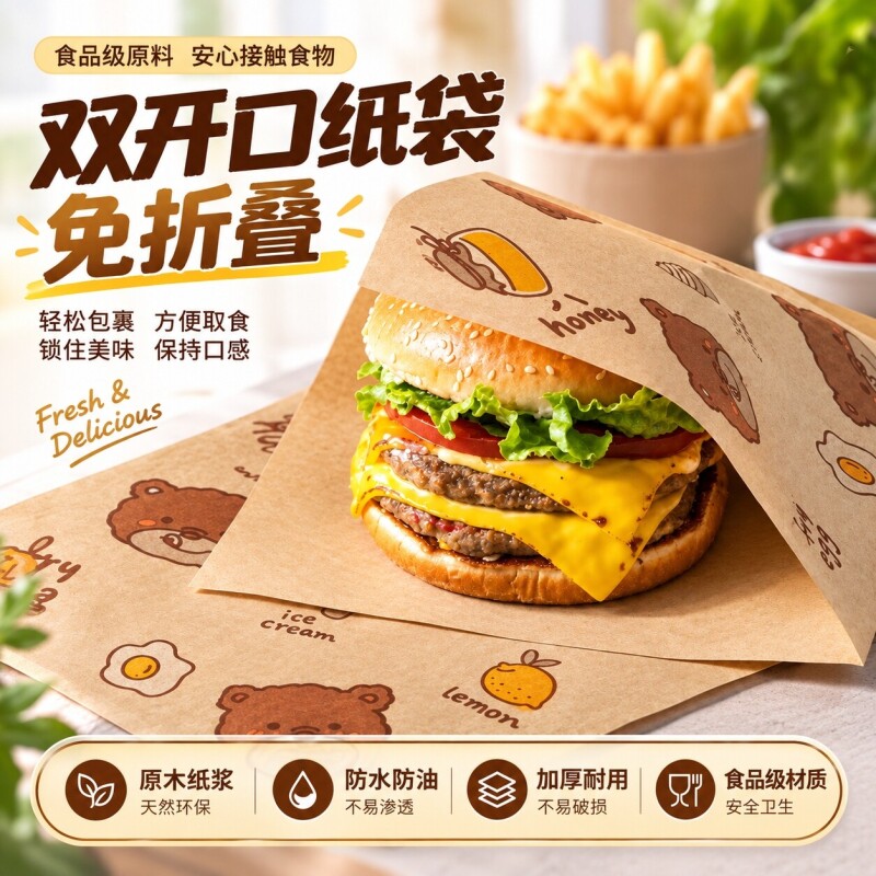 【全网热销】免折叠三明治包装纸										