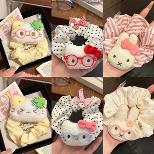 四叶草幸运小猫大肠发圈发绳可爱卡通表情皮筋学生丸子头头绳礼物