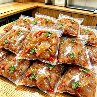 海蜇头开袋即食凉拌菜新鲜酸辣