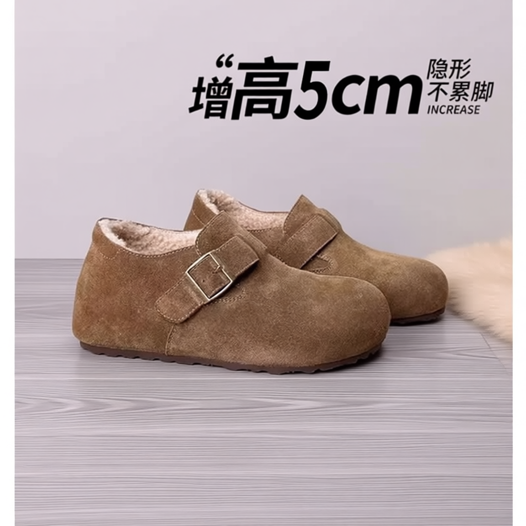 厚底内增高加绒全包勃肯鞋女2025冬季新款博肯豆豆棉鞋雪地靴单鞋