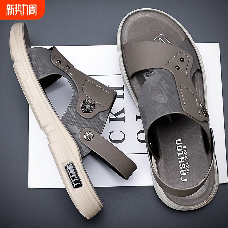 意尔康凉鞋男2026新款潮夏防滑外穿沙滩鞋休闲增高凉拖鞋两用牛皮