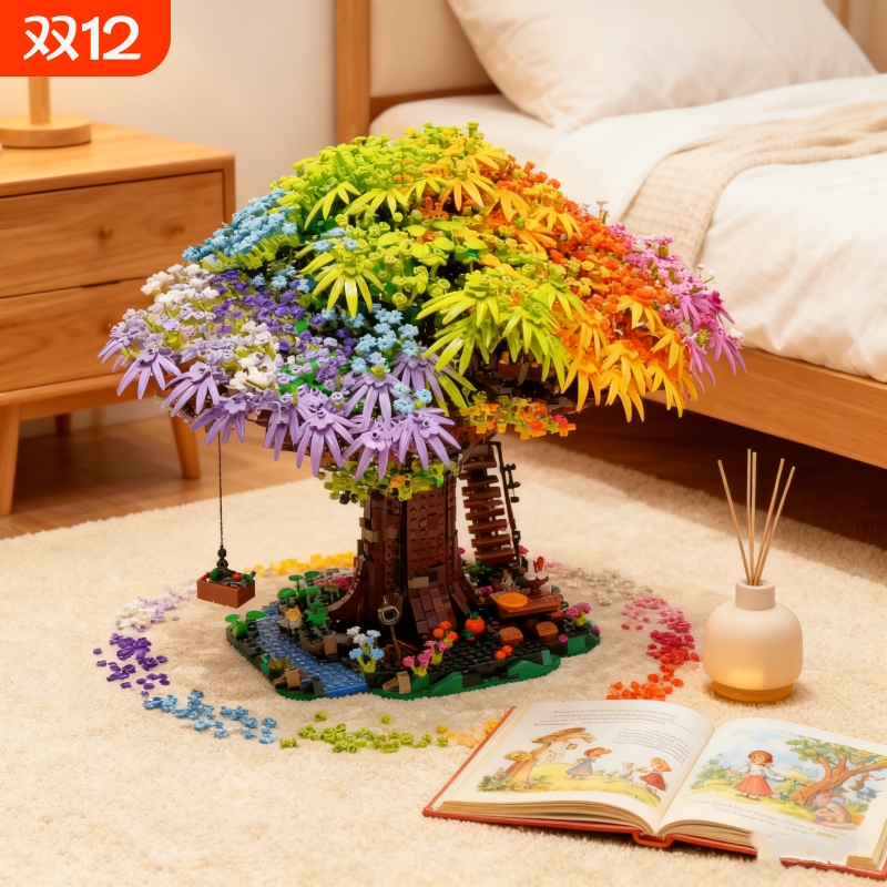 【精美礼物】樱花树屋积木玩具