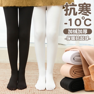 女童打底裤加绒舞蹈袜秋冬儿童连裤袜练功专用薄绒黑色白色肤色