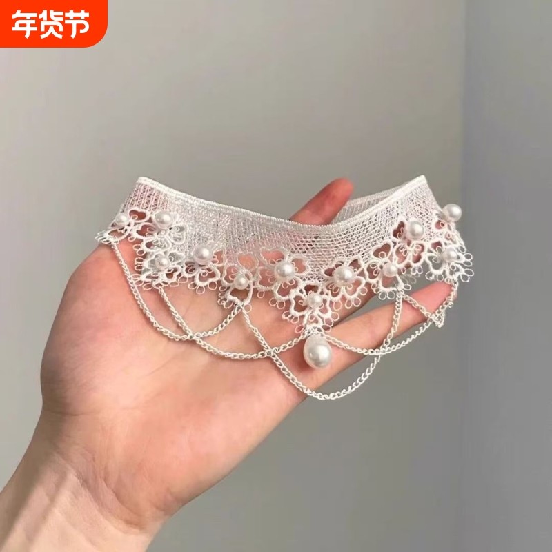 高级感蕾丝水滴流苏项链欧美风轻奢小众锁骨链2025新款choke