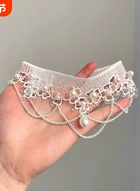 高级感蕾丝水滴流苏项链欧美风轻奢小众锁骨链2025新款choker颈链