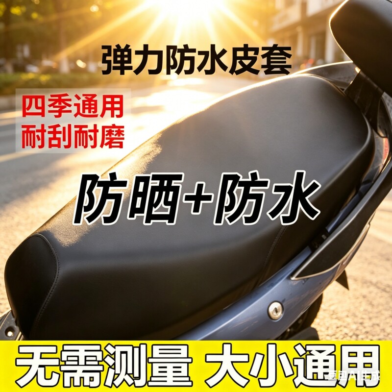 皮革电瓶车坐垫套四季通用防晒弹力电动防水座套加厚踏板车摩托车