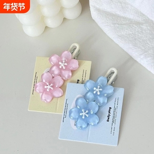 果冻粉色樱花发夹高颜值甜美高级感少女刘海侧边发卡饰品发饰批发