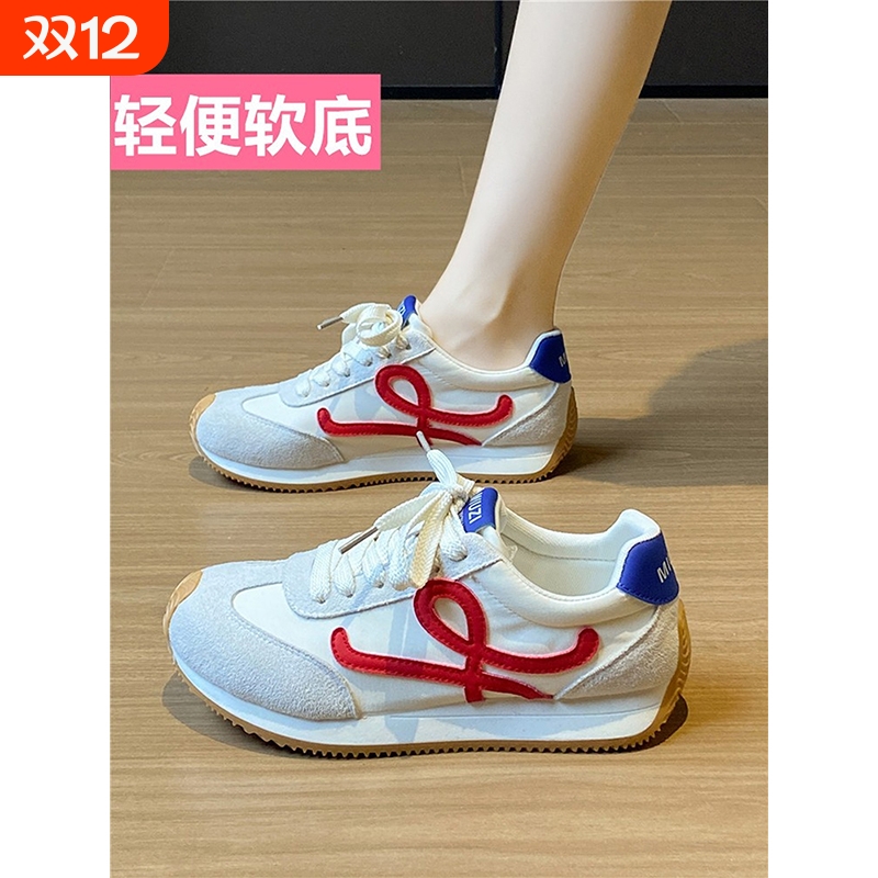 爆款休闲鞋女2025夏季新轻便软底运动鞋透气阿甘鞋德训鞋不累脚
