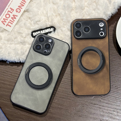 羊巴皮旋转支架防摔时尚手机壳