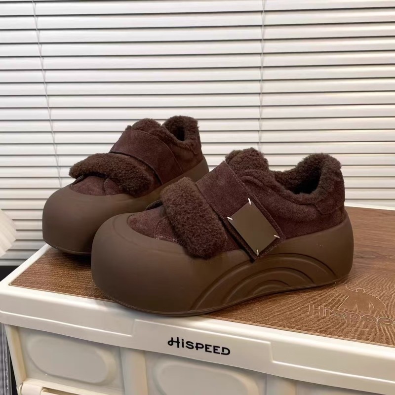 珂莱磨砂丑萌娃娃头板鞋女加绒2025秋冬新款欧货魔术贴厚底棉鞋,女鞋,棉鞋,淘宝优惠券,粉丝福利购,淘宝优惠卷