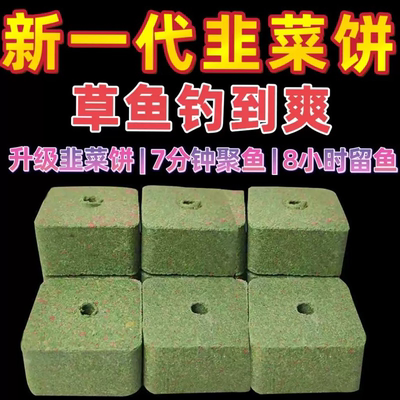 草鱼窝料韭菜方块饵料黑坑野钓水库专攻大草鱼饵韭菜饼打窝诱鱼饼