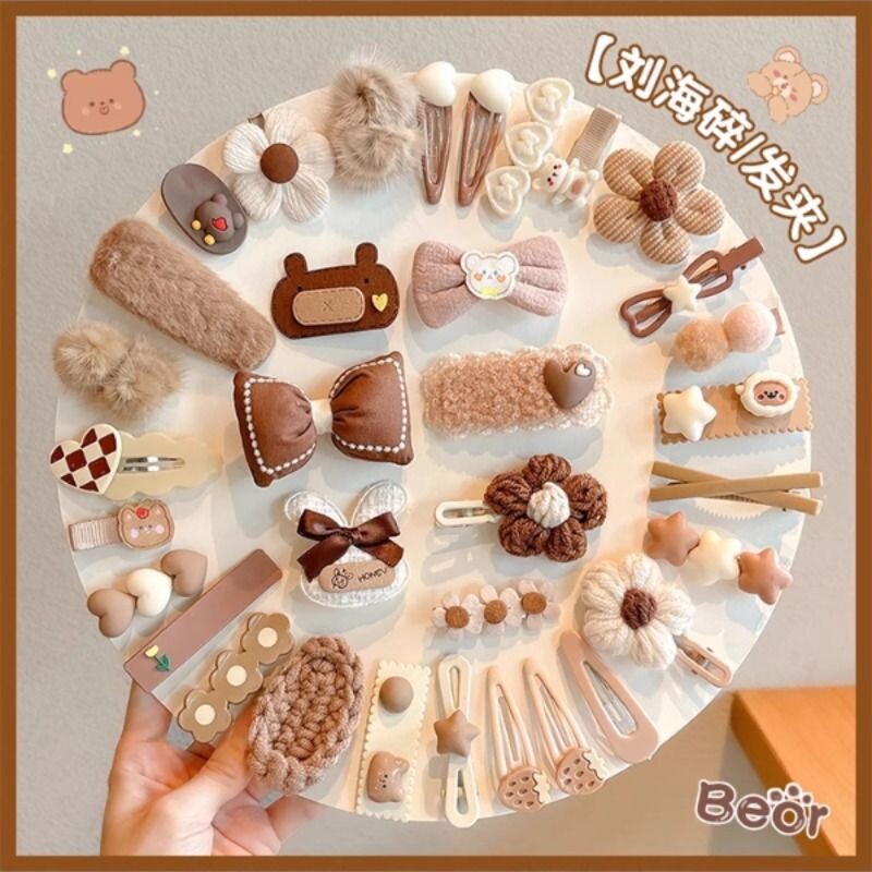 2025新款儿童奶咖色发夹女童刘海侧边夹子发饰女孩bb夹不伤发头