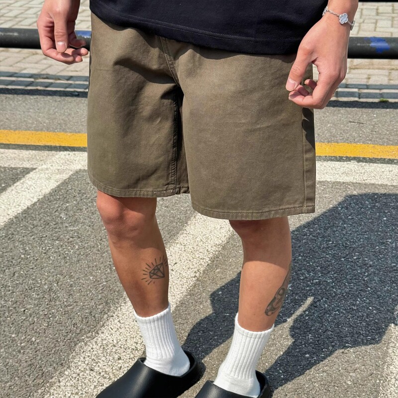 美式户外休闲直筒显瘦夏季五分裤男女cleanfit牛仔短裤黑色白色图片