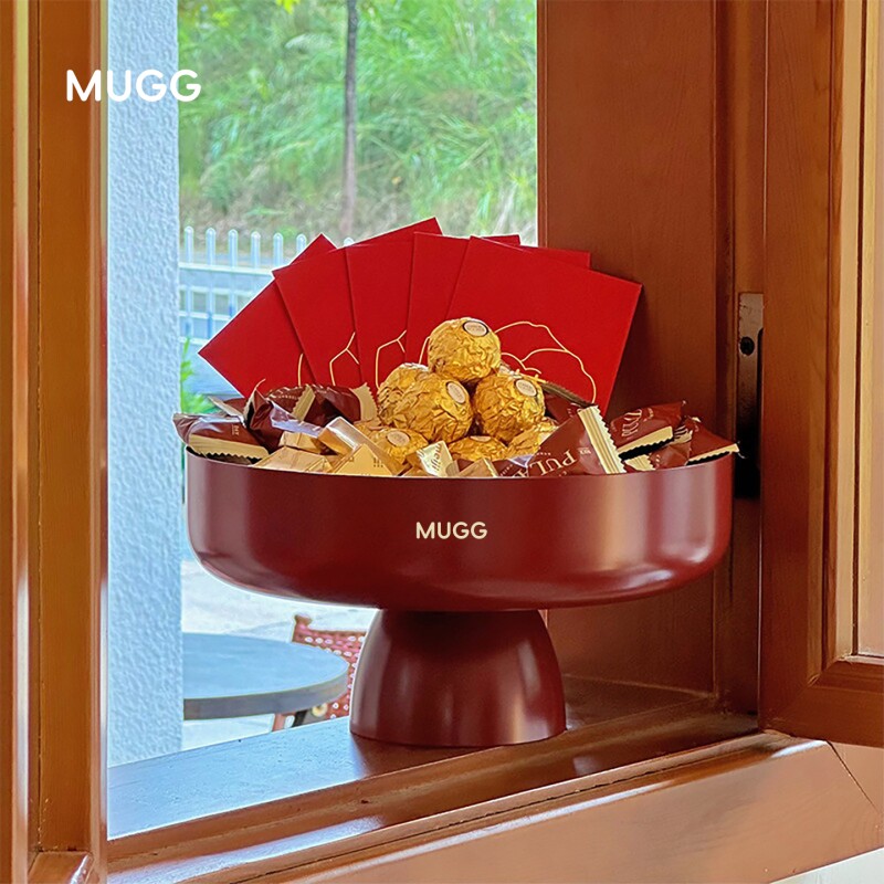 水果盘红色乔迁结婚艺术客厅摆放家用茶几小精致高颜值干果糖果盘