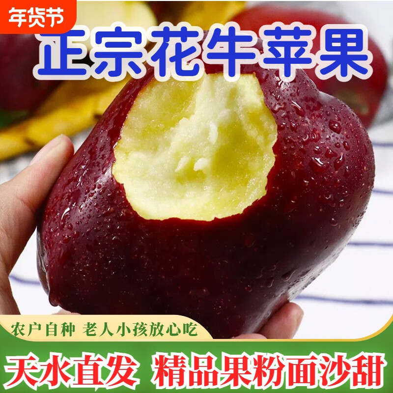 正宗甘肃天水花牛苹果新鲜香甜蛇粉面果10斤整箱水果当季平果包邮