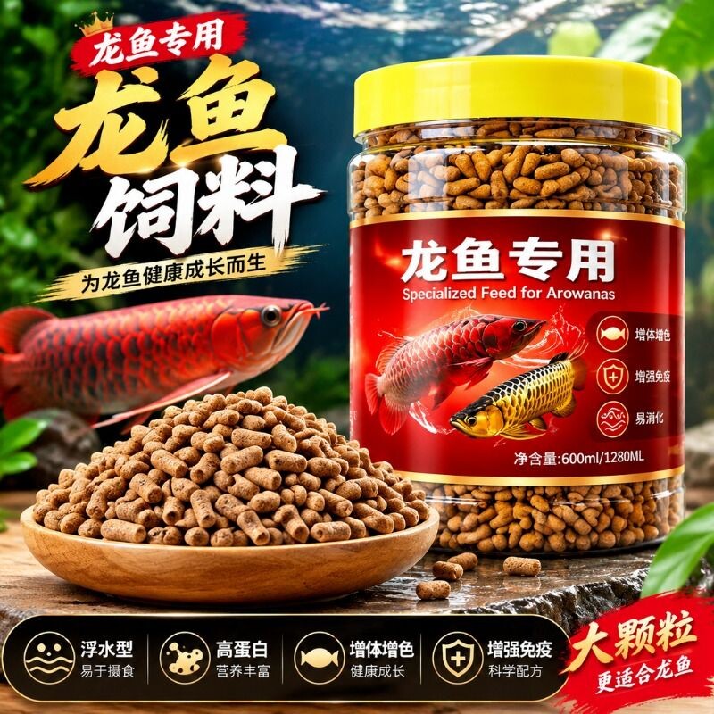 龙鱼饲料银龙鱼专用鱼饲料金龙鱼红龙鱼增色增艳鱼食观赏热带鱼粮