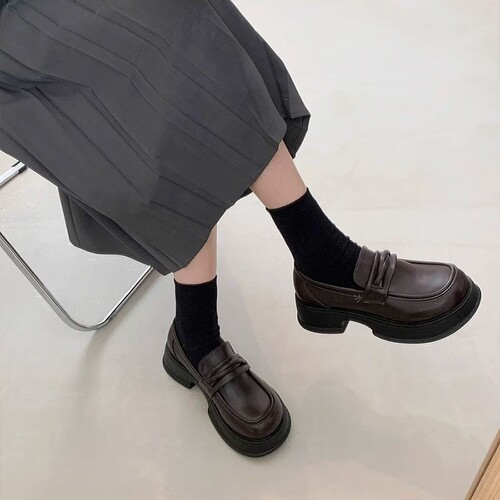 意尔康心选厚底学院英伦风小皮鞋女2025新款春秋季一脚蹬玛丽珍乐