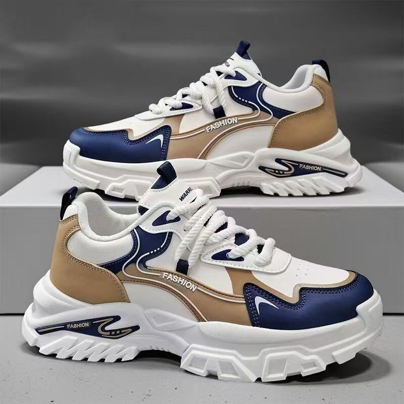 运动鞋男2026春季新款男鞋厚底防滑休闲百搭鞋子跑步鞋男灰色耐磨