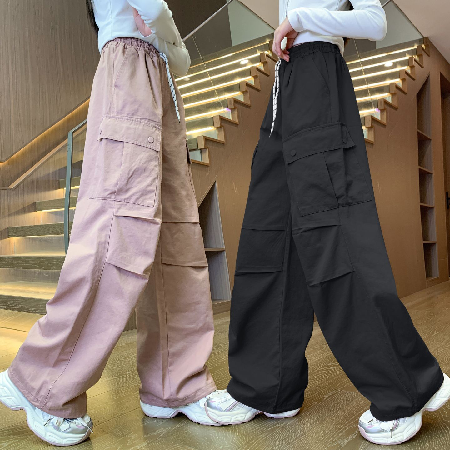 女童裤子春秋款女大童韩版炸街休闲裤儿童长裤女装初中生工装裤潮