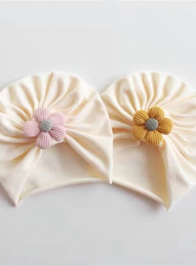 0-12个月婴儿新生儿护囟门帽夏季薄款印度帽春夏纯棉小花胎帽宝宝