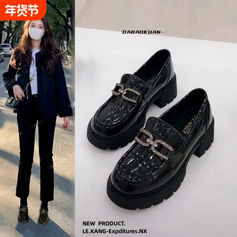 真皮款~乐福鞋一脚蹬厚配裙子懒人鞋玛丽珍女鞋黑色英伦风小皮鞋,女鞋,乐福鞋（豆豆鞋）,淘宝优惠券,粉丝福利购,淘宝优惠卷