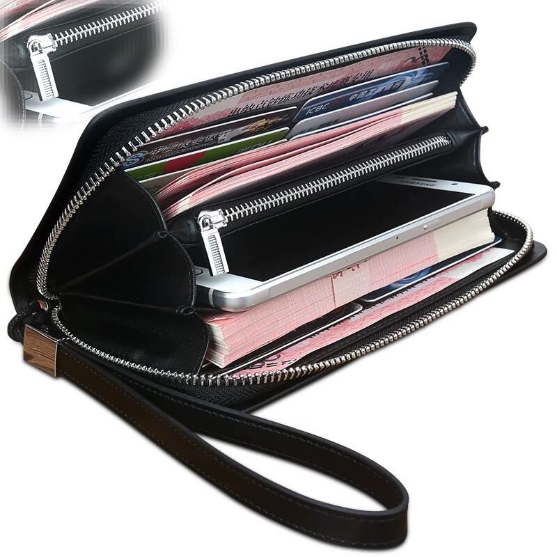 男士钱包长款真皮新款手包牛皮卡包大容量手拿包皮夹男款证件零钱