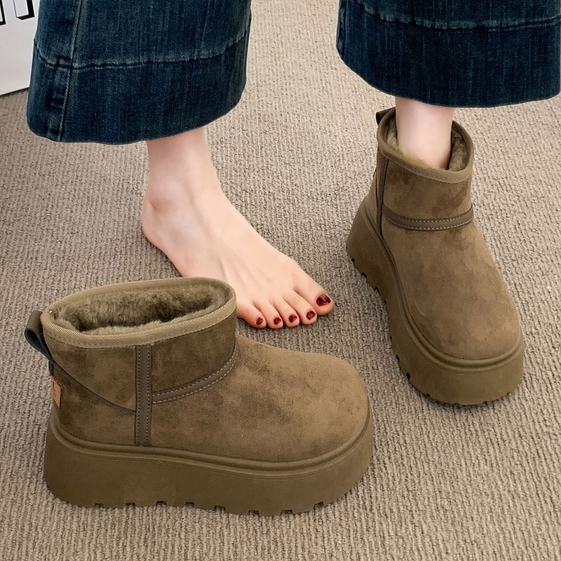 厚底雪地靴女2025新款冬季加绒加厚女鞋子增高面包鞋保暖桑坡棉鞋